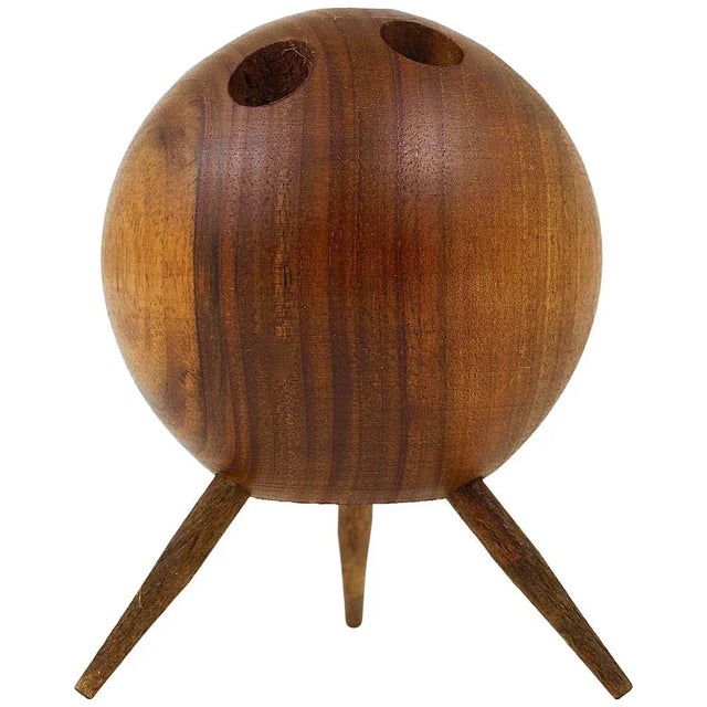 Walnut Ball Tripod Candleholder, Austria, 1950s For Sale - Image 10 of 10