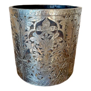 Late 20th Century Silver Metal Covered Wooden Planter For Sale