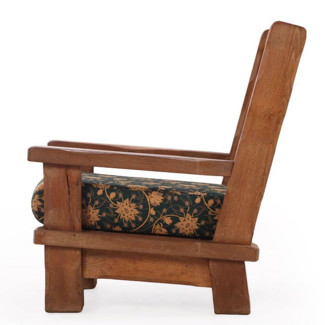 Brutalist A Pair of French Heavy Oak Brutalist Style Open Arm Chairs, C. 1960. For Sale - Image 3 of 8