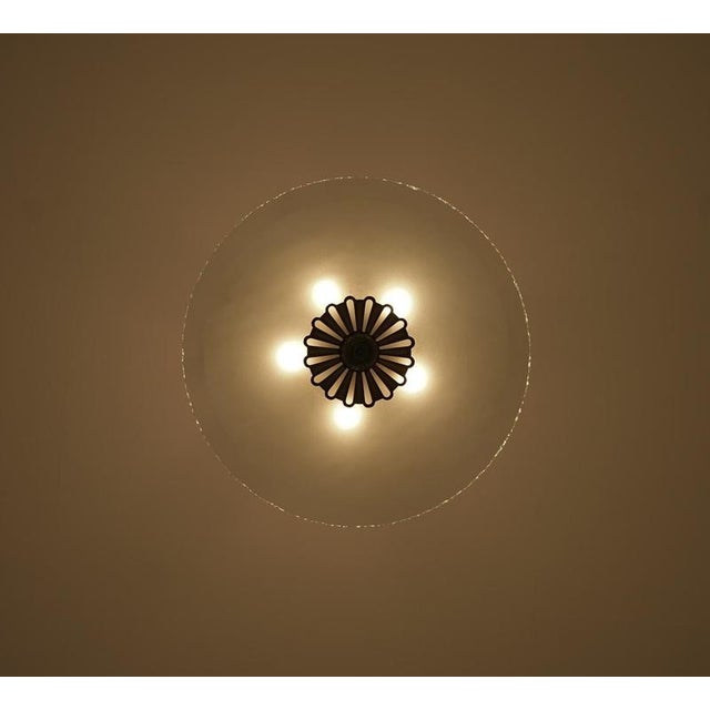 Green Swedish Art Deco Chandelier in Glass and Patinated Brass, 1940s For Sale - Image 8 of 10