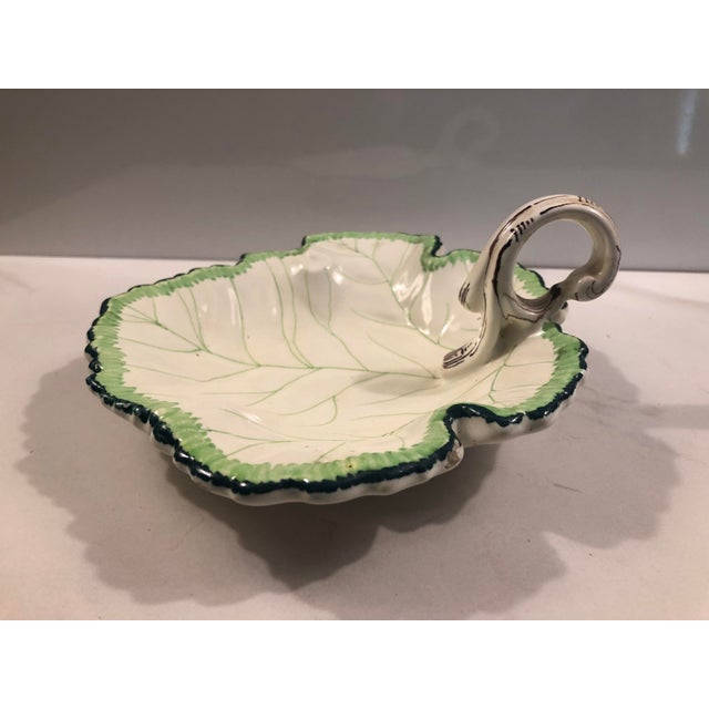 Majolica Leaf Decorative Bowl From Spain For Sale - Image 4 of 8