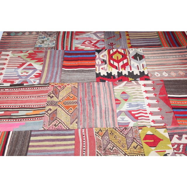 Authentic Patchwork From Antique Tribal Kilims – Anatolian Craftsmanship -5' 10'' X 8' For Sale - Image 9 of 11