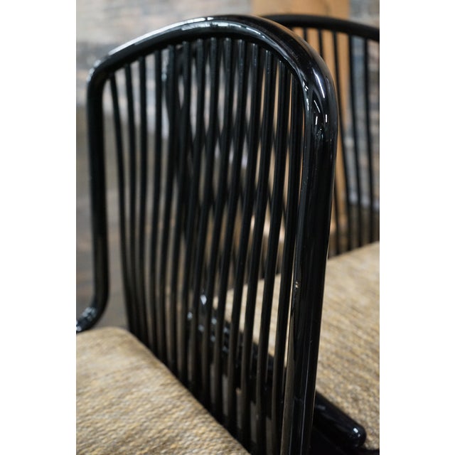 1980s 1980s Set of 4 Black Lacquer Spindle Back Dining Chairs Attributed to Davis Allen For Sale - Image 5 of 18