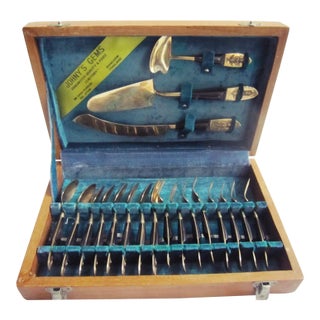 Vintage Boho Chic Thai Brass and Teak Desert Set - 19 pcs For Sale