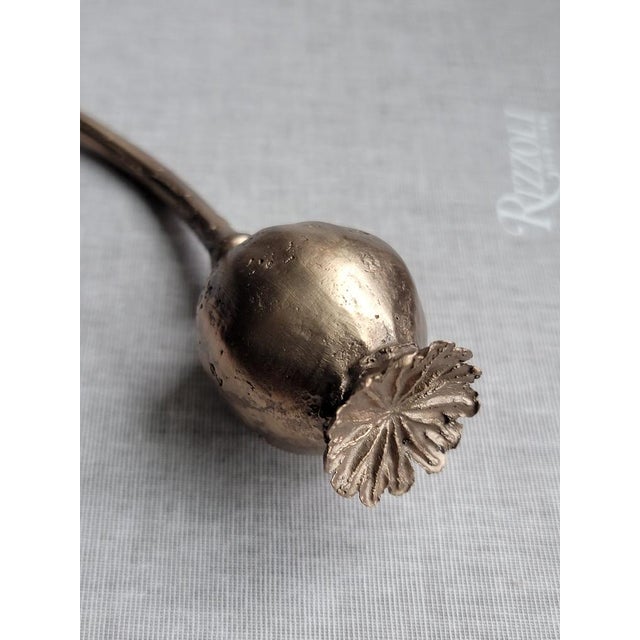 Bronze Cast Bronze Poppy Pod Floral Decorative Object For Sale - Image 8 of 11