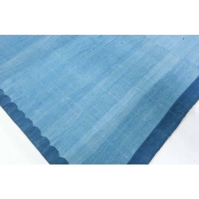 Mid 20th Century Doris Leslie Blau Vintage Indian Dhurrie Blue Rug For Sale - Image 5 of 8