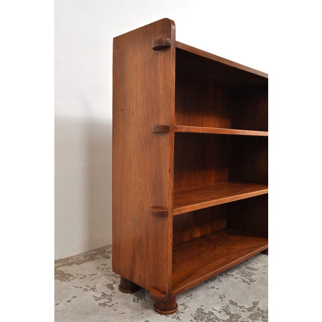 Vintage Walnut Bookcase with Curve, 1930s For Sale - Image 9 of 13