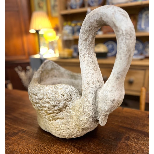 White Early 1900s Antique French Concrete Swan Planter For Sale - Image 8 of 13