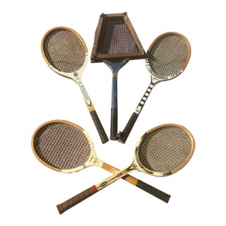 Collection of Vintage Slazenger Wooden Tennis Rackets For Sale