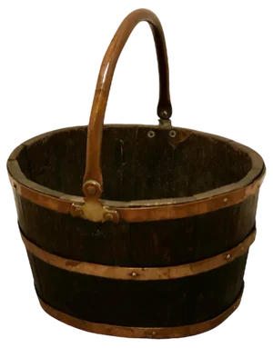 Copper and Oak Bucket for Coal or Logs, 1890s