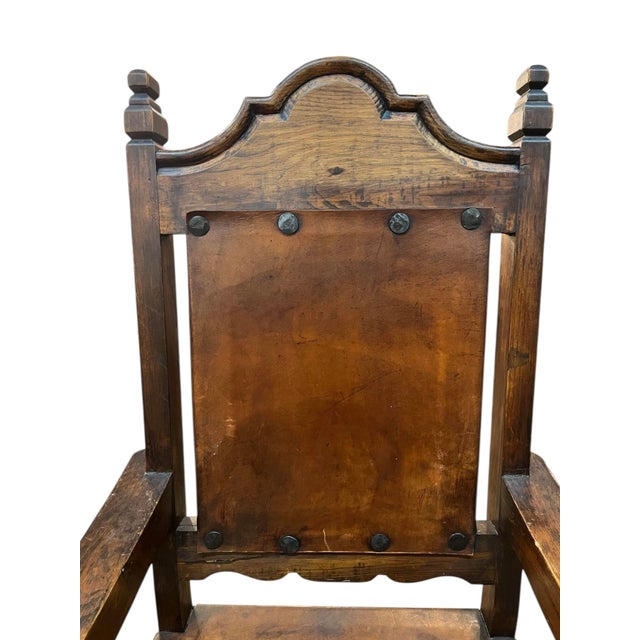 1950s Set of 6 Spanish Renaissance Revival Dining Chairs, Two Arm Chairs, Four Side Chairs For Sale - Image 11 of 15