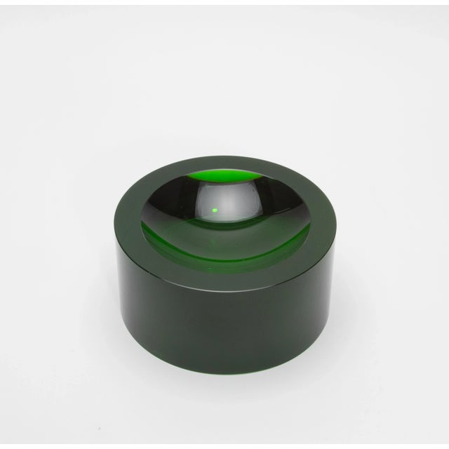 Modern Crystal Green Convex Bowl by Ka Glass For Sale - Image 3 of 6