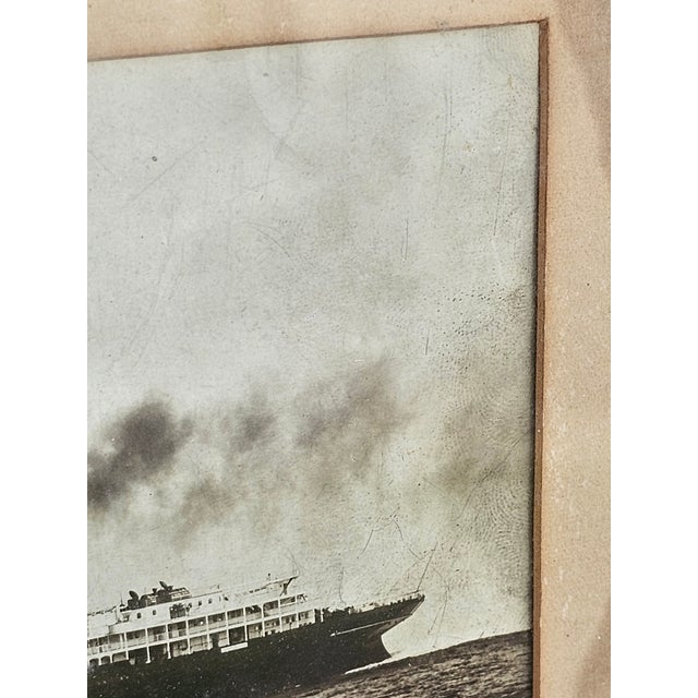 Antique Oak Framed “Cunard Liner Lusitania” Maritime Photo Print Early 1900s For Sale - Image 12 of 15