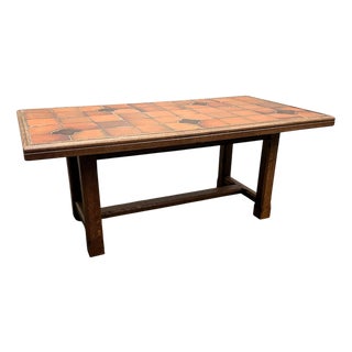 Vintage French Terracotta Tomettes Tile Coffee Table, 1960s For Sale