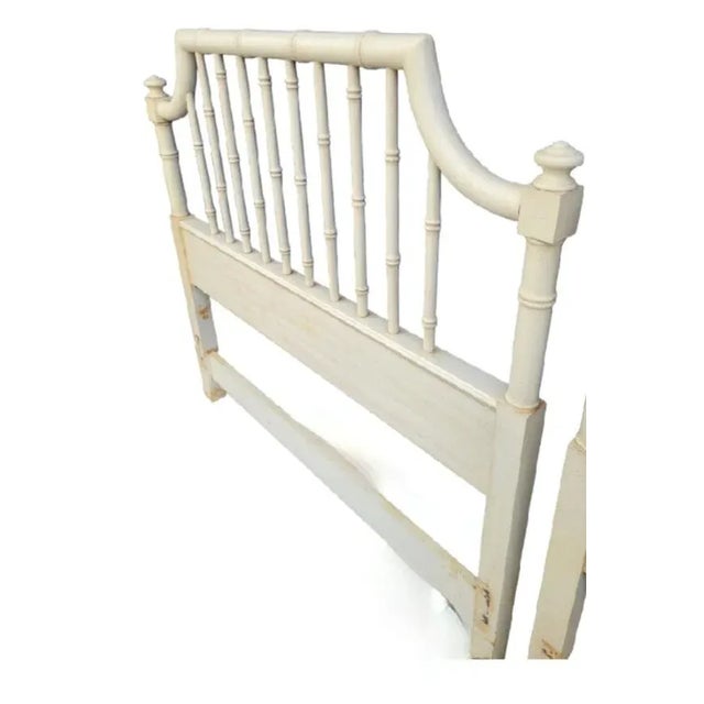 A pair of vintage faux bamboo pagoda Regency cream headboards. The headboards are in their original off white color. They...