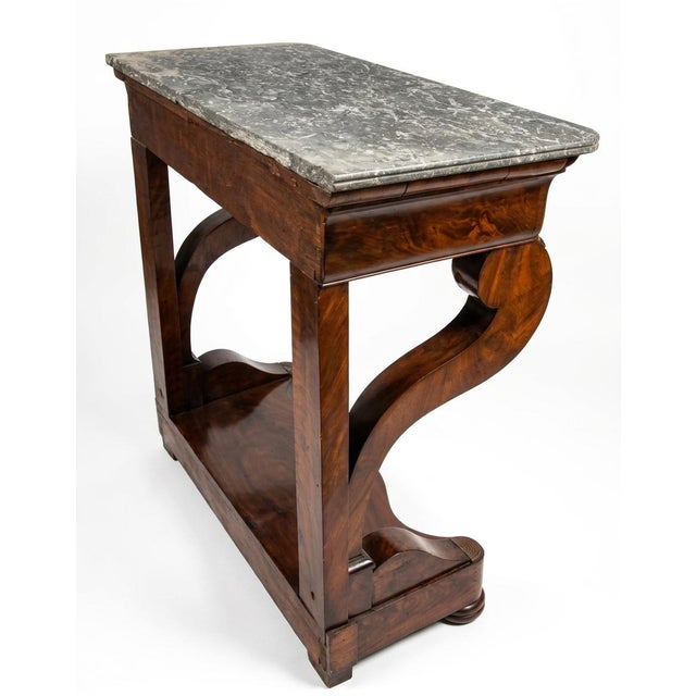 Early 19th Century French Charles X Period Mahogany and Marble Console Table For Sale - Image 5 of 6