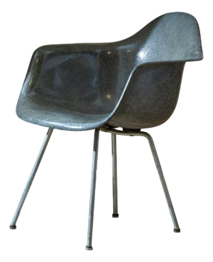 First Edition 1950s Herman Miller Eames Dax Fiberglass Armchair With Iconic Rope Edge in Greige