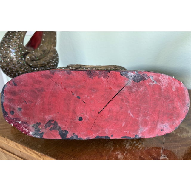 Three Large Wood Carved Duck Statues With Mirror Inlay For Sale - Image 10 of 17