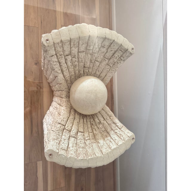 Vintage Postmodern Stone Like Dining Table With Tempered Glass Top and Sculptural Base For Sale - Image 4 of 9