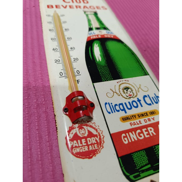 Premium Vintage Style Clicquot Club Ginger Ale Advertising Thermometer Sign For Sale - Image 9 of 10