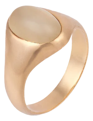 Vintage Moonstone Bezel Set 9k Yellow Gold Ring, Size 8.5