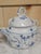 Lovely vintage creamer and sugar bowl set by Porsgrund Porcelain, beautifully hand-painted in classic blue and white...