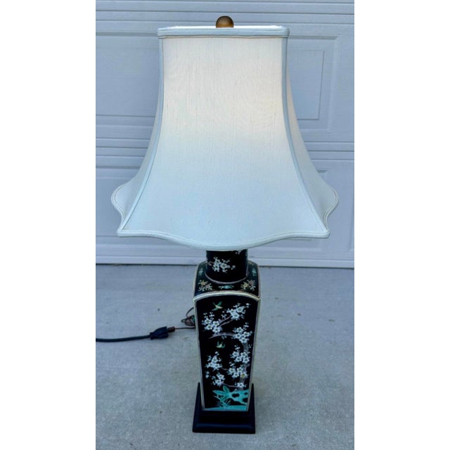 Antique Large Chinese Famille Noire Square Porcelain Vase Table Lamp 36" For Sale - Image 18 of 18