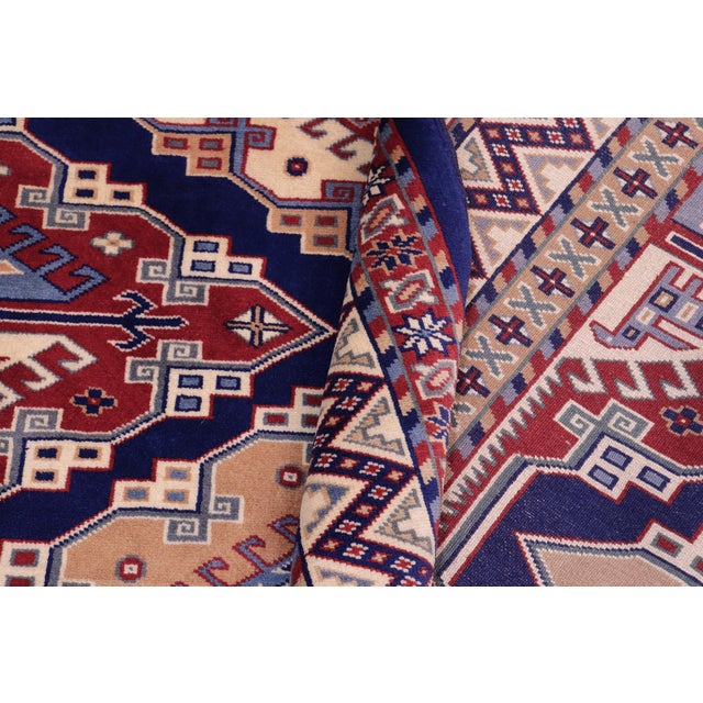 Textile Rustic Shirwan Blue/Beige Wool Rug - 4'4''x5'11'' For Sale - Image 7 of 10