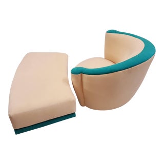 Kagan Corkscrew Swivel Chair and Ottoman For Sale