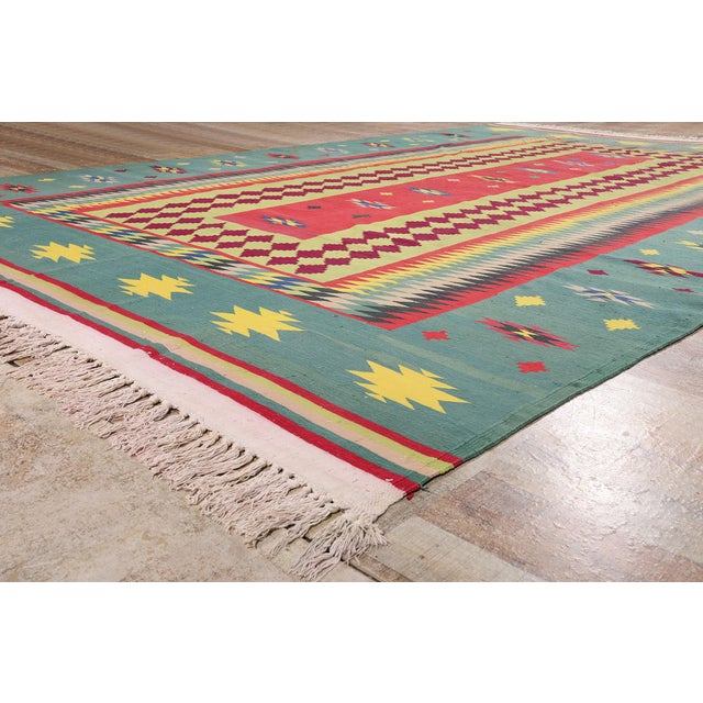 Red Vintage Indian Dhurrie Rug, 10'00 X 15'11 For Sale - Image 8 of 10