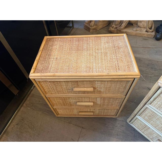 French Bamboo and Rattan Bedside Drawers, 1970s, Set of 2 For Sale - Image 11 of 13