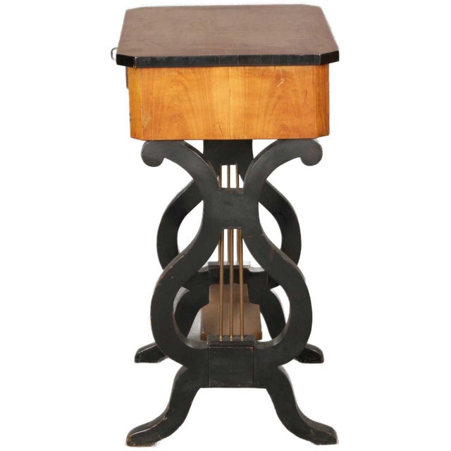 Hollywood Regency 19th Century Lyra Sewing Table in Black Cherry Wood, 1820 For Sale - Image 3 of 18