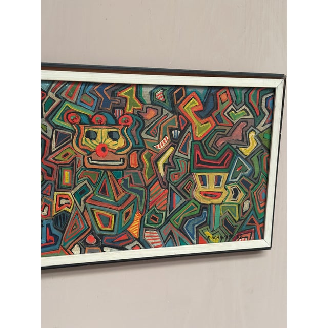 P. Schwabe, The Masks, 1962, Oil Painting on Canvas, Framed For Sale - Image 8 of 12