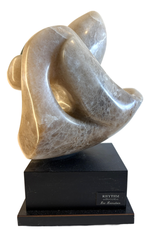 Late 20th Century Modern Abstract Stone Sculpture Mounted on Rotating Pedestal