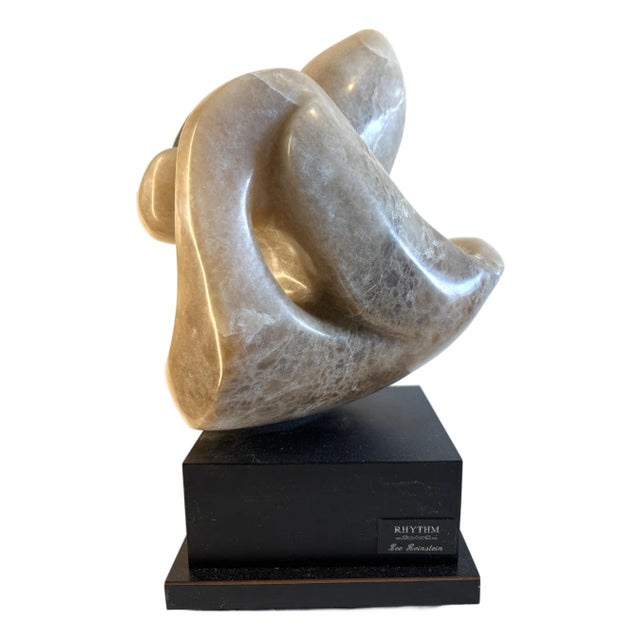 Modern Abstract Stone Sculpture on Rotating Pedestal For Sale