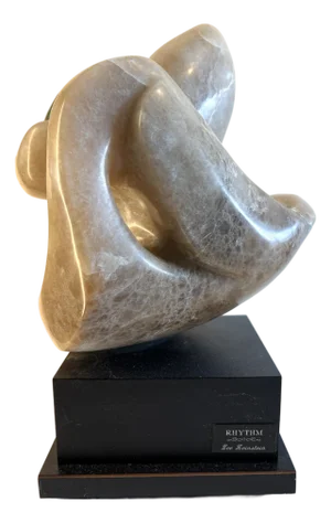 Modern Abstract Stone Sculpture on Rotating Pedestal