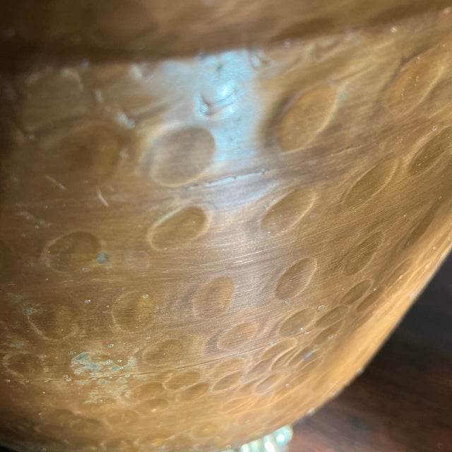 Vintage Italian Hammered Copper Cachepot Planter on Claw Feet For Sale - Image 9 of 9