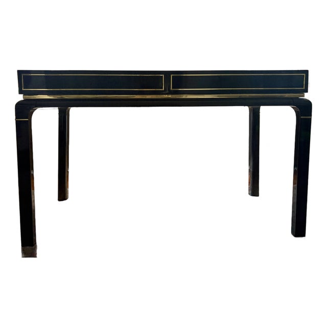 1950s John Stuart Black Lacquer and Brass Desk | Chairish