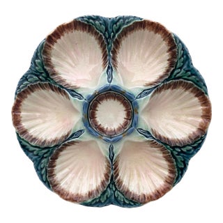 Majolica Oyster Plate Sarreguemines, Circa 1870 For Sale