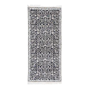 Navy Blue Fine Hand Knotted Silk & Wool Nain Rug