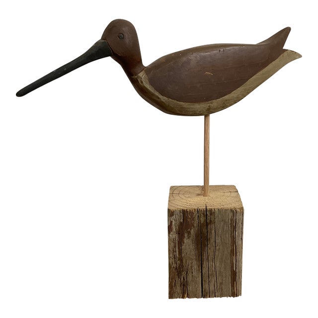 20th C. Mid-Century Modern Style Rustic Shorebird Sculpture on Driftwood For Sale