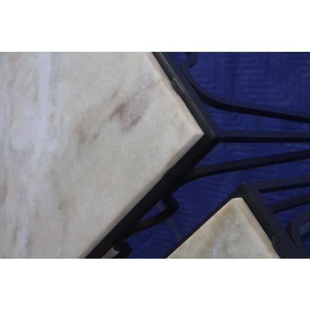 Ebony Pair of Iron & Marble 'Méandre' Side Tables by Walter Lamb, 1950s For Sale - Image 8 of 12