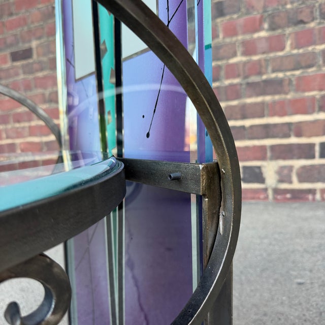 Joan Irving Postmodern Art Glass and Wrought Iron Chair For Sale - Image 11 of 11