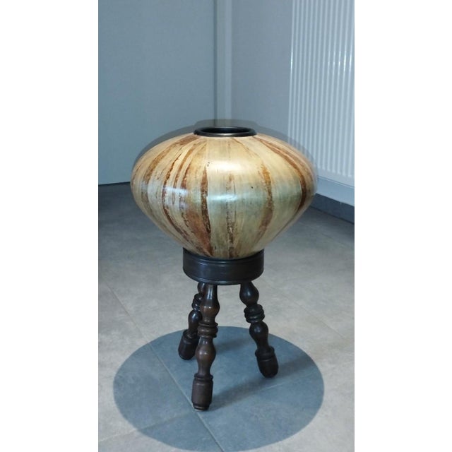 Large Vintage Vase in Leaves, 1950s For Sale - Image 6 of 18