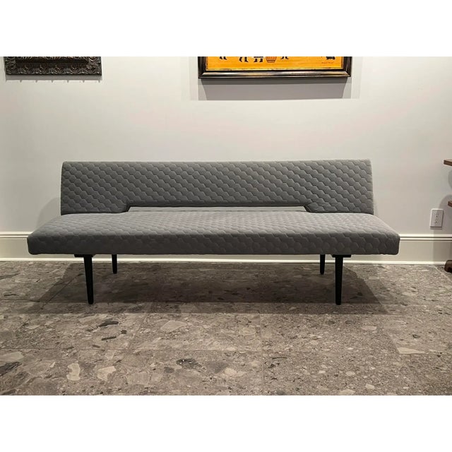 1960s Czech Modernist daybed designed Attributed to Miroslav Navratil (No Maker’s Mark). Black piano lacquer frame with...