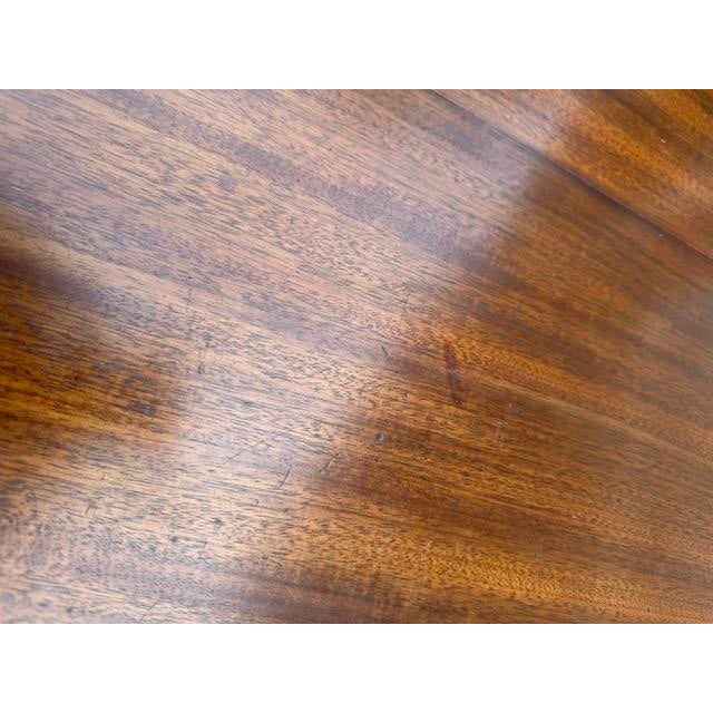 Antique 54" Round Mahogany Pedestal Base Dining Table With 4 Leaves For Sale - Image 15 of 16