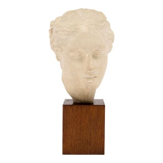 Art Deco Period, French Bust of Hygieia, Wood and Plaster, Circa 1940 For Sale