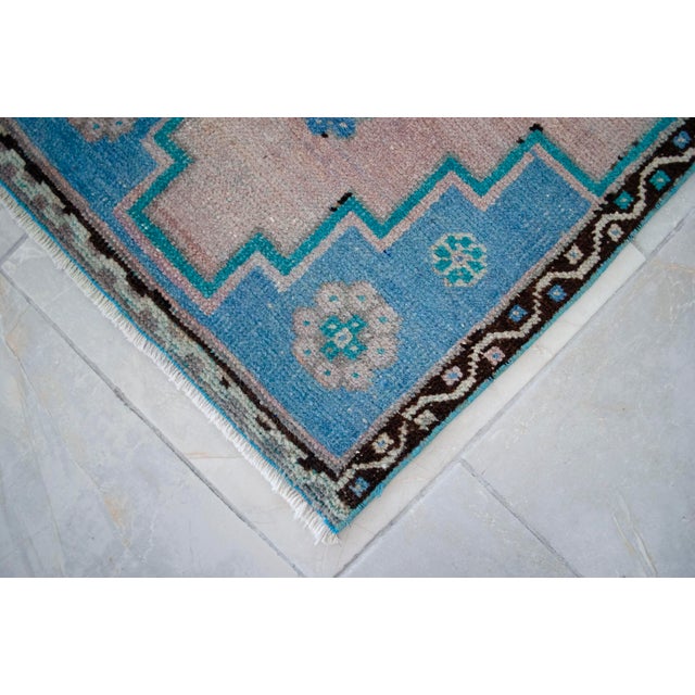 Textile Vintage Small Rug Runner Hand Made Mat Turkish Rug Enrty Decor Bath Mat- 1′8″ × 4′1″ For Sale - Image 7 of 13