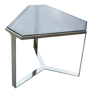 Modern Donghia Forma Chrome and Smoked Glass Side Table, Signed