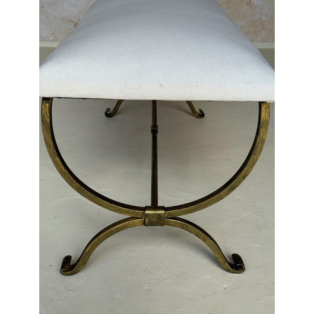 2020s Spanish Gilt Iron Bench With Scrolled Feet For Sale - Image 5 of 12